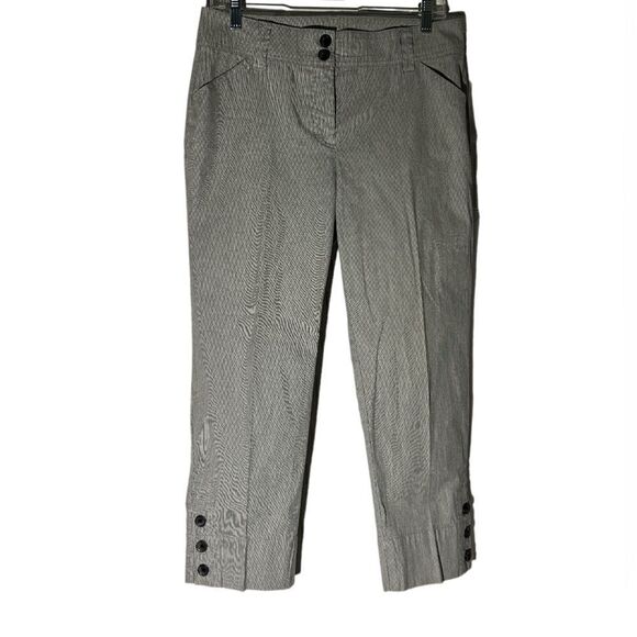 Charter Club Pants - Charter Club Gray Pinstripe Cropped Cotton Blend Pants Size 8